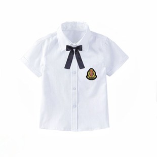 幼儿园入园证件照衣服儿童衬衫上衣白色衬衣男童女校服宝宝小服装