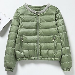 羽绒服女冬季2024o新款今年流行爆款短款圆领轻薄时尚洋气小个子