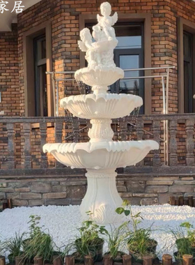 大型园林水景喷泉 庭院假山流水鱼池摆件 欧式婚庆花园天使水循环