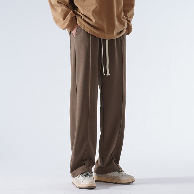 加长西裤男生高个子长裤黑色新款宽松垂感高级Q抽绳薄款直筒裤夏