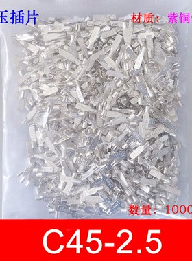1000只C45-2.5平方冷压x式DZ47插针插片接线端子线耳线鼻紫铜焊口