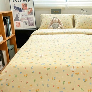 双层纱小黄鹅卡通可爱棉床单四件套及配套床单学生宿舍床1.2米三