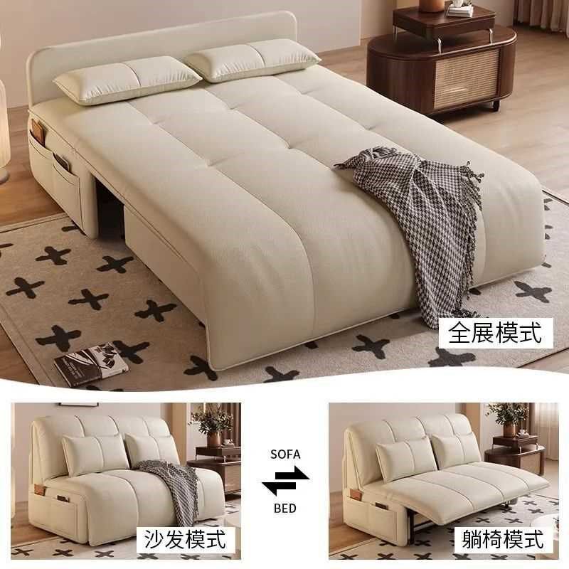 智能电动遥控沙发床两用多功能客厅伸缩小户型双人书房单人可折叠
