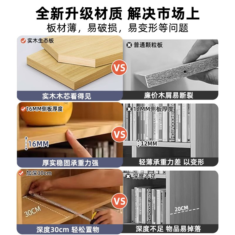 实木书柜落地开放阁儿童置物架客厅靠墙储物柜多层收纳柜子展示柜