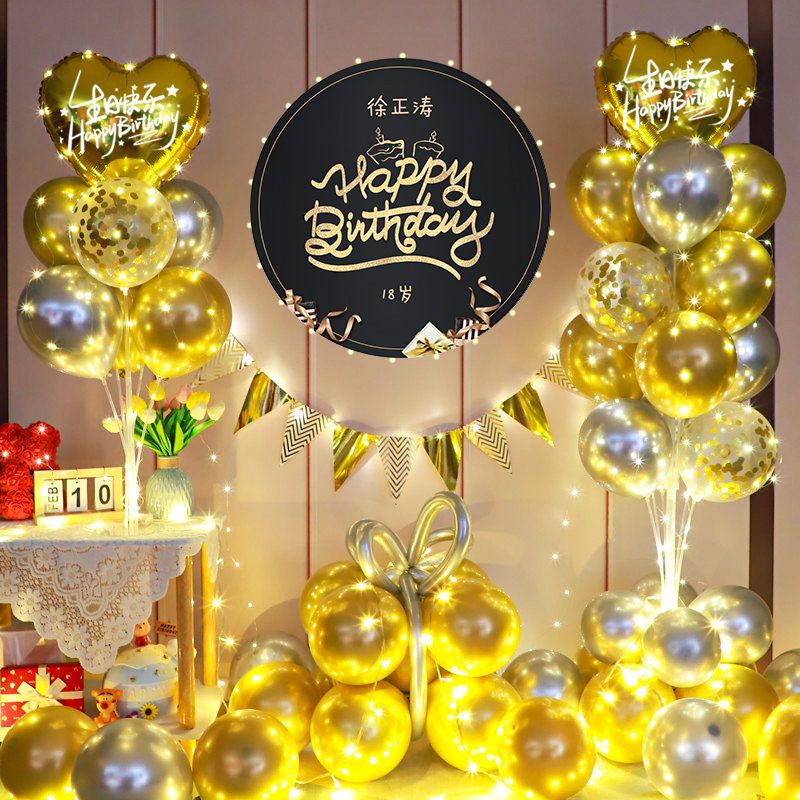 男女生日快乐成人礼18岁生日气球海报装饰布置套餐场景布置背景墙