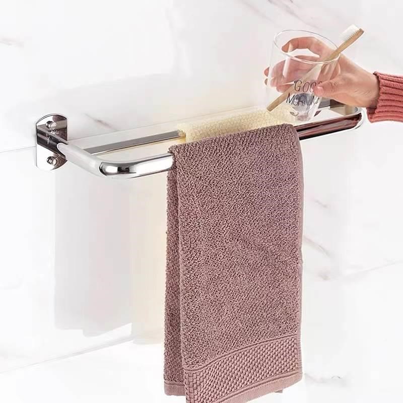 加厚不锈钢卫生间晾衣杆免打孔浴室单杆式挂衣杆侧装壁挂阳台衣架
