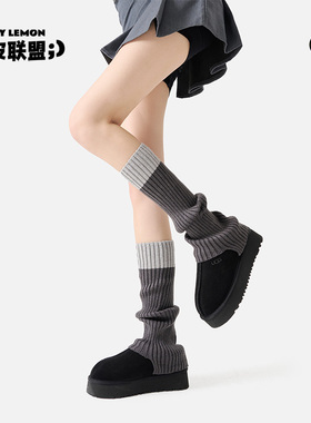 灰色袜套女秋冬季腿套y2k堆堆袜显瘦小腿袜白色可爱甜美春秋长袜