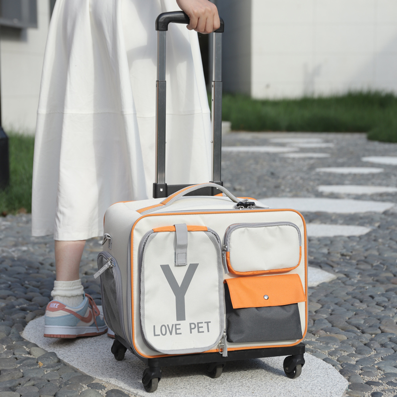 宠物拉杆箱外出可携式猫包猫咪行李箱推车狗狗旅行防应激背包猫箱