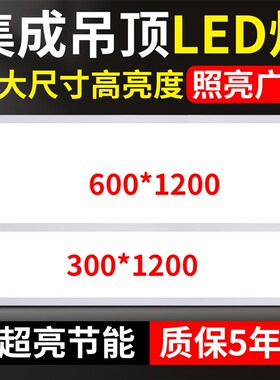 集成吊顶600x1200平板p灯300X1200铝扣板石膏板嵌入式led灯30X120