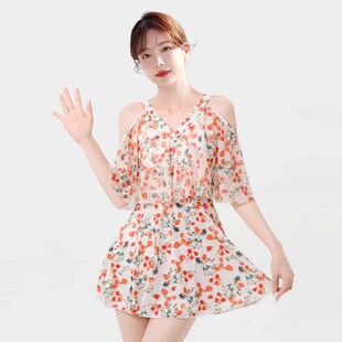 2024新c款游泳衣女显瘦遮肚女士仙女泳装泡温泉连体少女游泳馆