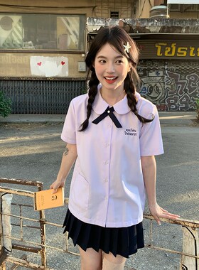 东京岁时记jk泰k式校服学院套装女夏甜美紫色制服衬衫女生夏季日