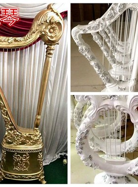 新款欧式婚庆道具玻璃钢罗马路引竖D琴婚庆用品布置装饰迎宾区摆