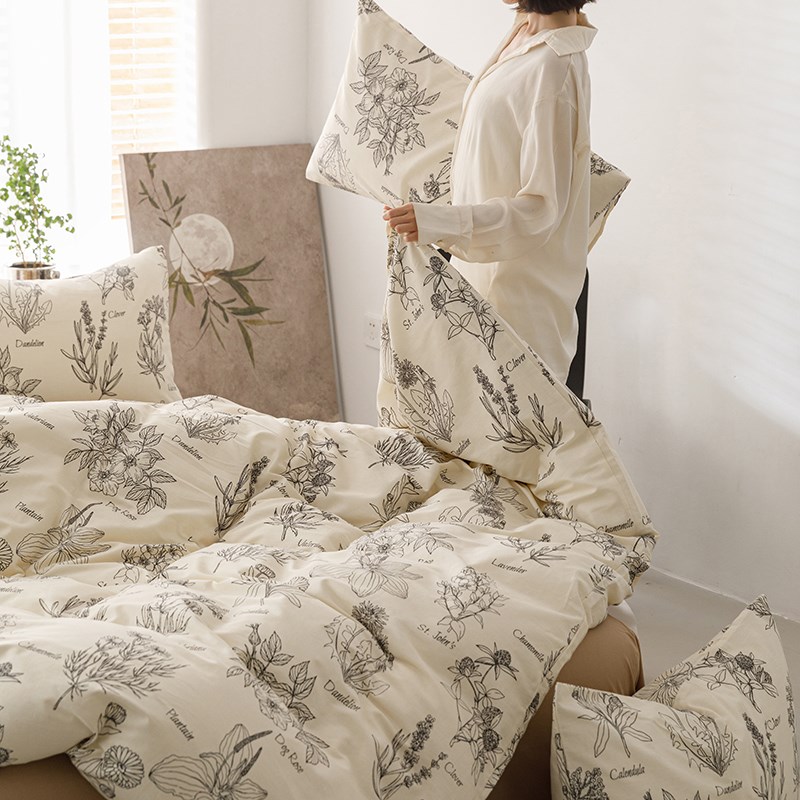 60S四季四件套全棉纯棉100加厚被套床单学生宿舍三件简约亲肤床品