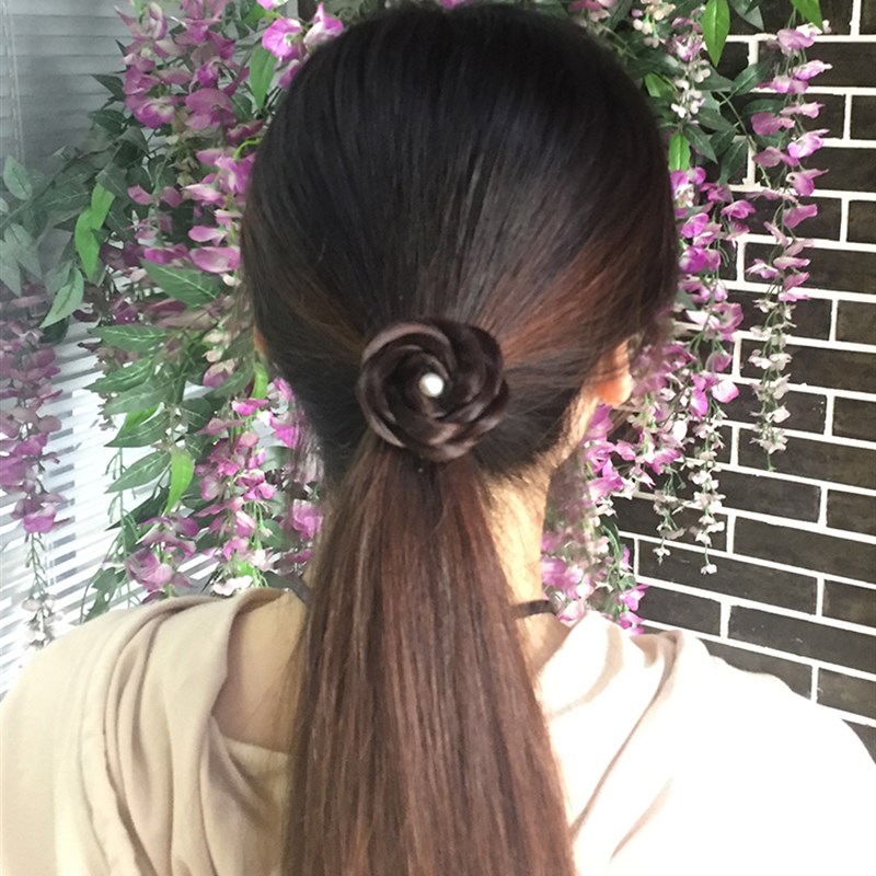 豪奕假发手工编花朵头盘发发包一字卡花苞发饰新娘精致优雅盘发饰