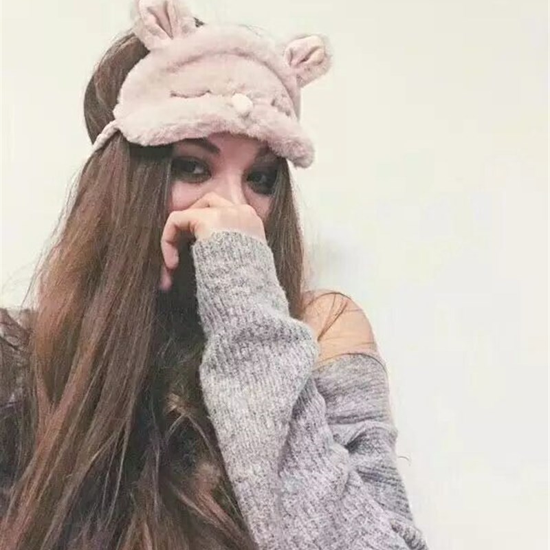 逆天萌!少女心毛绒卡通居家遮光眼罩 飞行睡眠家居日用西班牙O