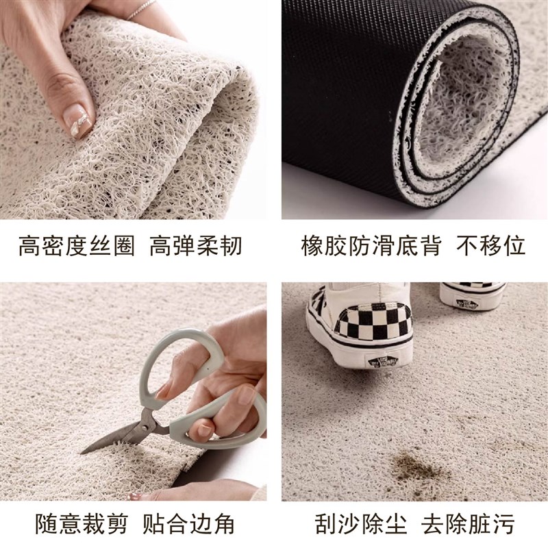 卡通家用丝圈入户门垫防滑耐脏脚垫玄关大门地垫地毯免洗可裁剪