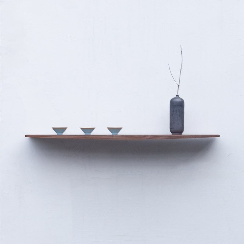 黑胡桃实木一字搁板禅意新中式置物架层板陈列架简约墙上装饰隔板