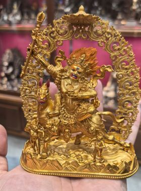 吉祥天母/班丹拉姆/吉祥天女/拉姆/12cm金铜佛像梵天藏传供奉摆件