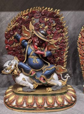 单坚护法/丹坚护法/单坚多杰列巴/金刚善/50cm尼泊尔鎏金老佛像