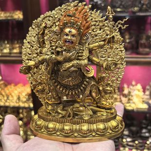 大黑天/六臂玛哈嘎拉/六臂大黑天/玛哈嘎拉/15cm黄铜佛像供奉摆件