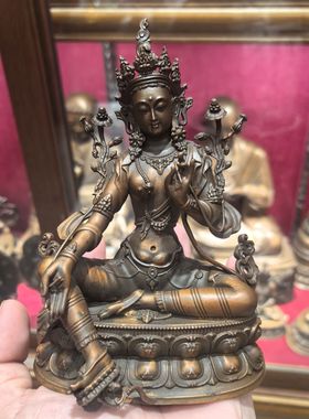 绿度母/度母/度姆/卓玛/15cm 紫铜佛像梵天藏传佛堂供奉摆件