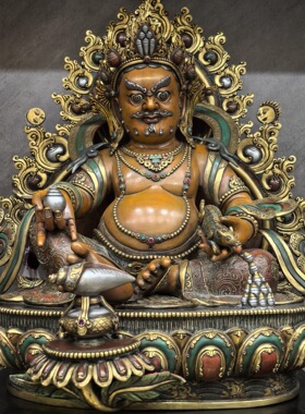 黄财神/财神/藏巴拉/赞巴拉/Zambala/68cm尼泊尔鎏金藏传老佛像