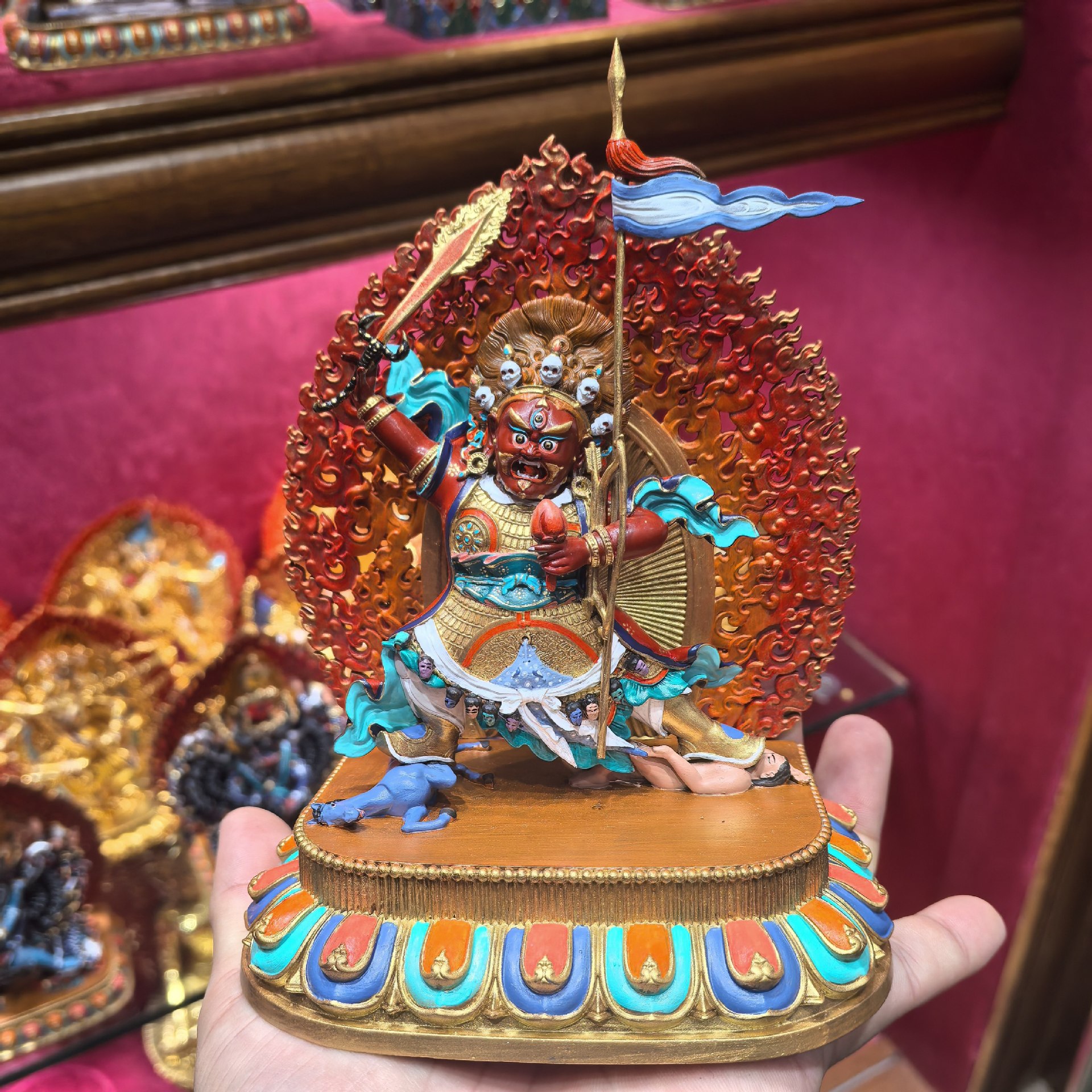 大红司命主/姐妹护法/姊妹护法/15.5cm彩绘佛像梵天造像佛堂摆件