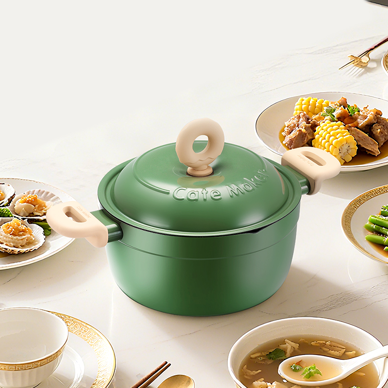 卡特马克甜甜圈汤锅不粘锅家用炖锅煮锅煲汤锅电磁炉燃气灶通用