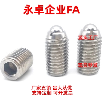 304不锈钢重型定位型钢珠顶珠 BSJL3-M16 加长型内六角球头柱塞