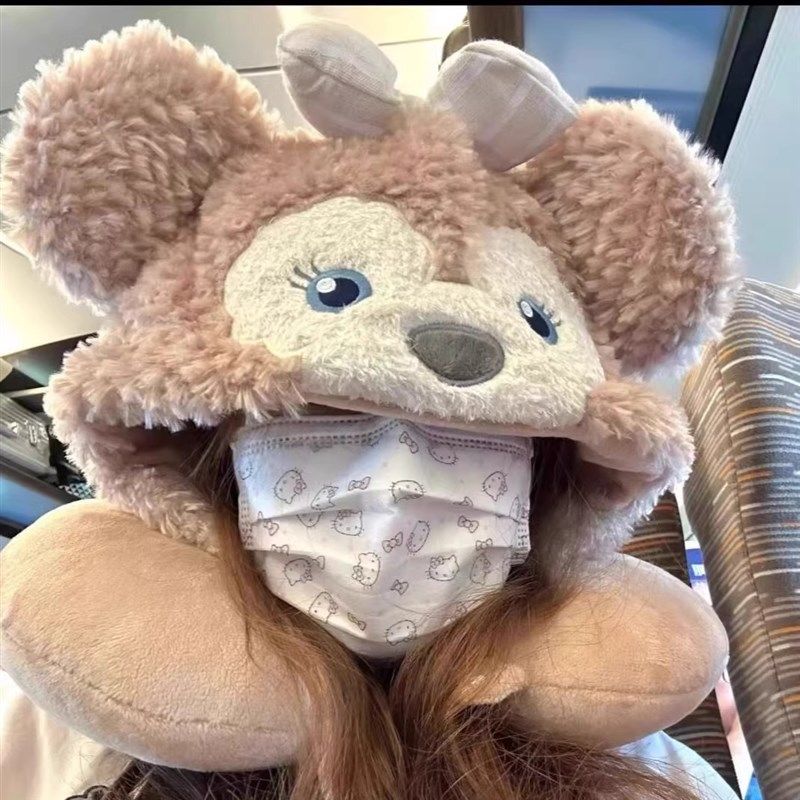 【包邮】卡通熊和兔子U型枕连帽靠枕脖子护颈枕旅行坐车可爱枕头,节庆用品/礼品,创意颈枕,淘宝优惠券,粉丝福利购,淘宝优惠卷