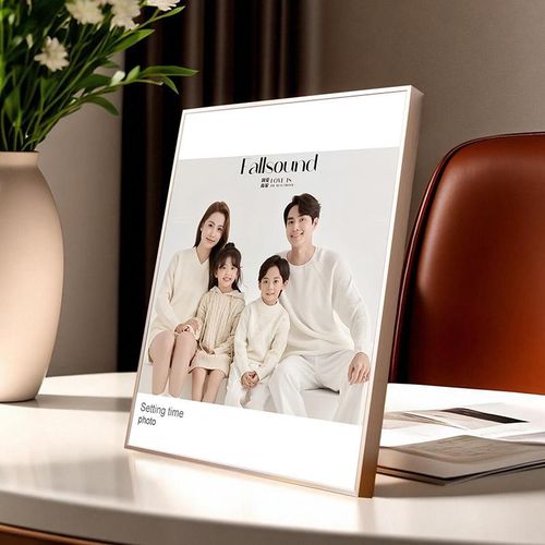 来图定制照片打印加相框摆台高级感婚纱照全家福艺术照窄边桌摆件