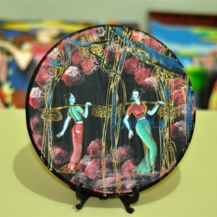 云南民族大理东巴木雕画工艺品摆件 重彩手工木刻画 酒吧客厅装饰