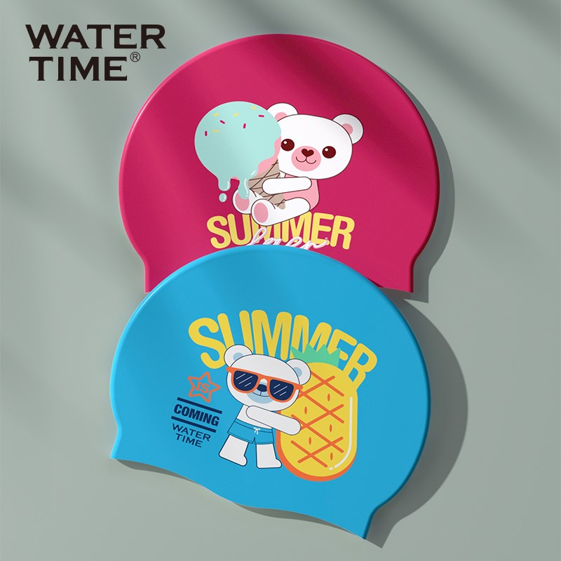 WaterTime儿童泳帽 男童女童防水不勒头长发护耳游泳帽卡通