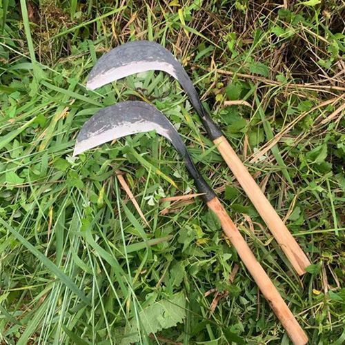 苗家手工锻打夹钢镰刀割草专用刀稻谷收割刀开山刀园林专用镰刀
