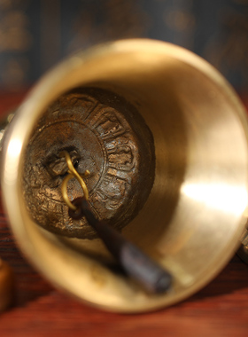 黄铜金刚铃杵手摇铃碰钟法铃民族乐器尼泊尔铜铃摆件金刚铃杵一套