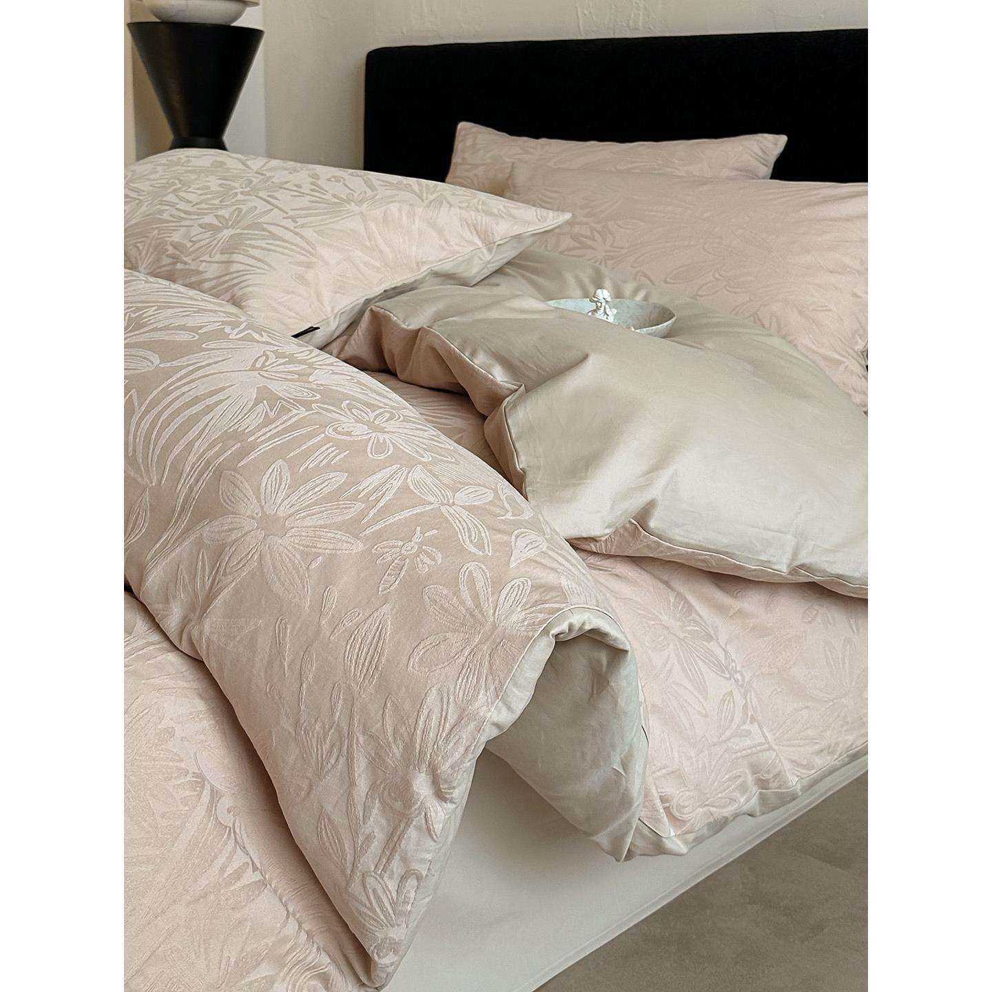 A类母婴级100S提花全棉四件套纯棉磨毛被套四季款浮雕被罩1.8床笠