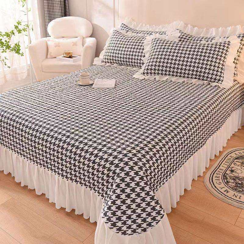 四季夹棉床盖韩版公主风床罩新款双面保护套加厚床单床上用品工厂