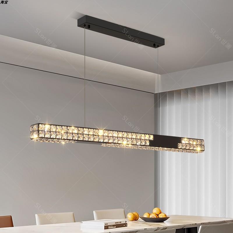 一字长条餐厅灯2024新款创意个性艺术吧台灯具感餐桌水晶吊灯
