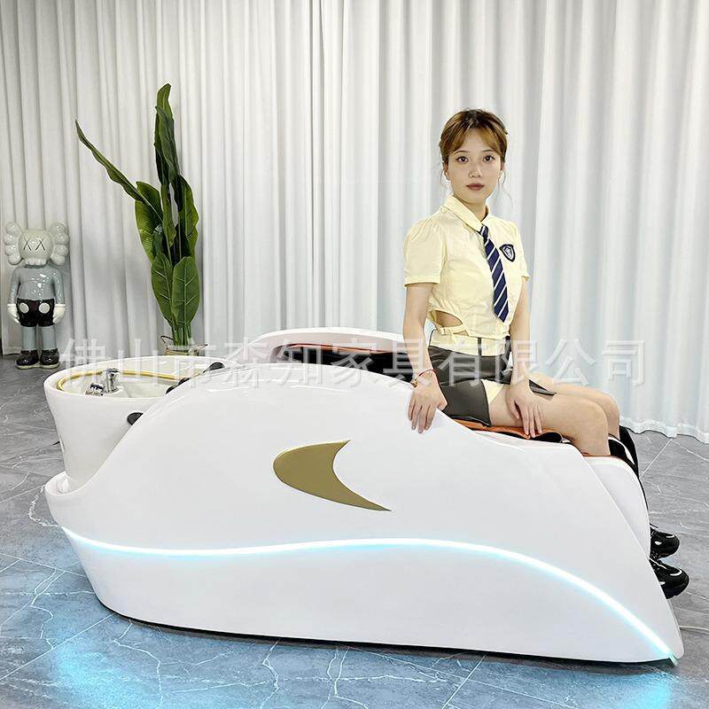 智能电动按摩洗头床全自动美发店发廊专用陶瓷盆冲水洗头按摩一体