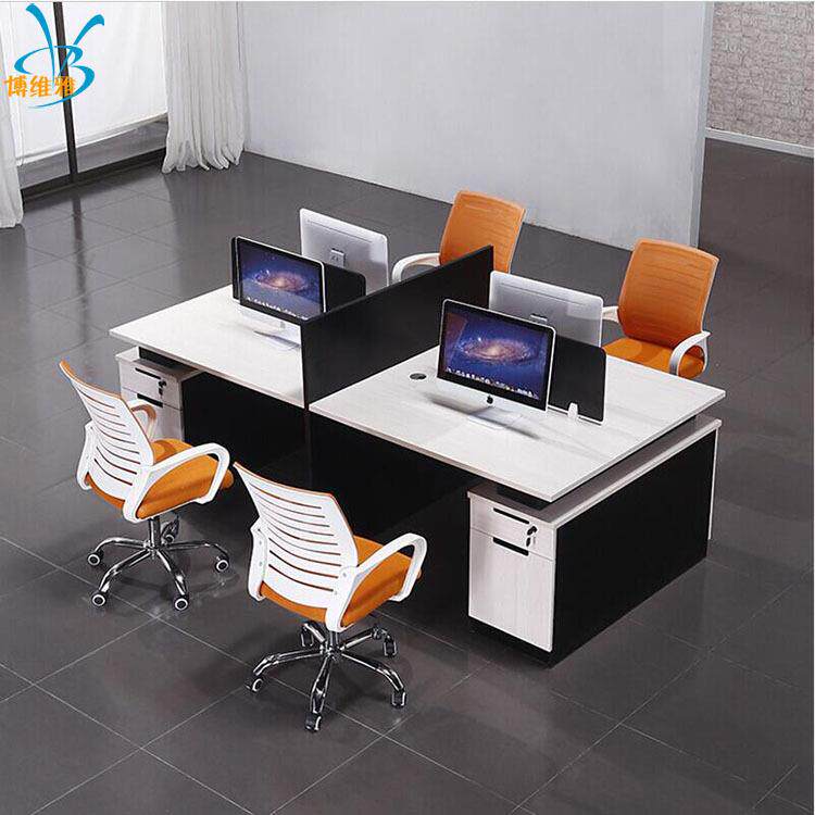 现代简约职员屏风办公桌4人位职员桌员工位四人位屏风隔断