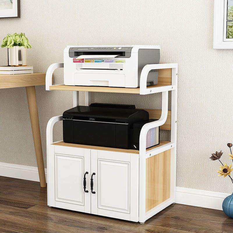 打印机架办公室置物架储物架复印机桌落地多层收纳架欧式带门柜子