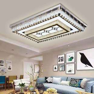 水晶灯客厅灯长方形大气led遥控变色大厅灯现代简约加亮家用灯具