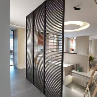 格栅隔断不锈钢屏风办公室玄关客厅装饰背景简约轻奢镂空金属隔栅