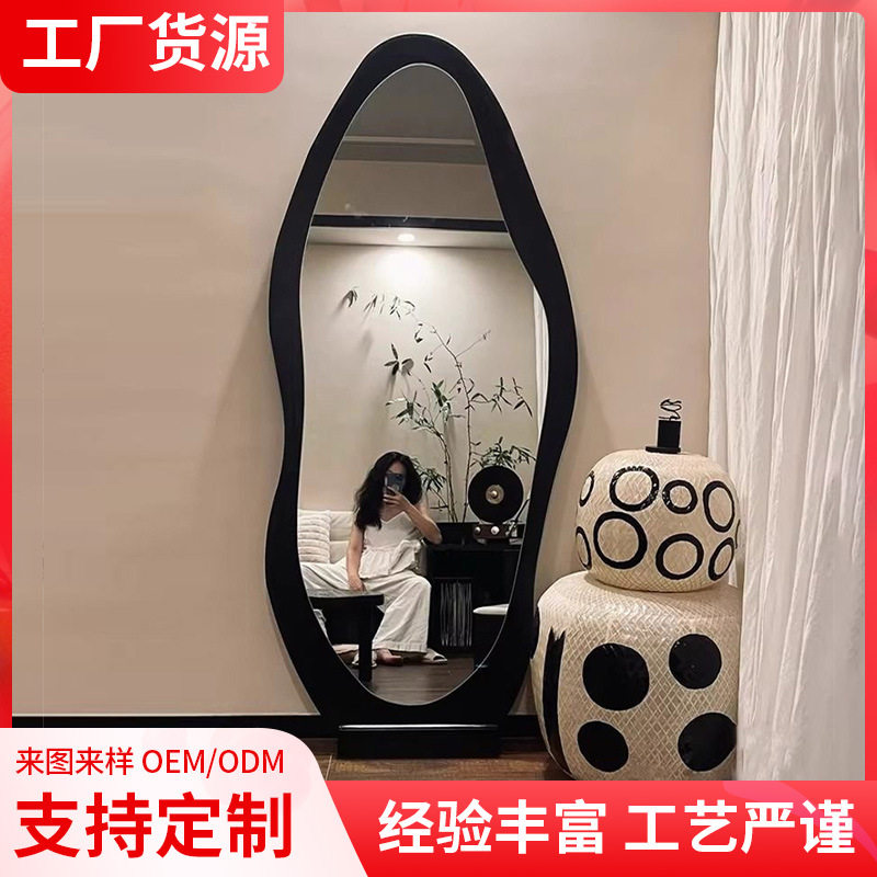 网红复古异形木板全身落地镜