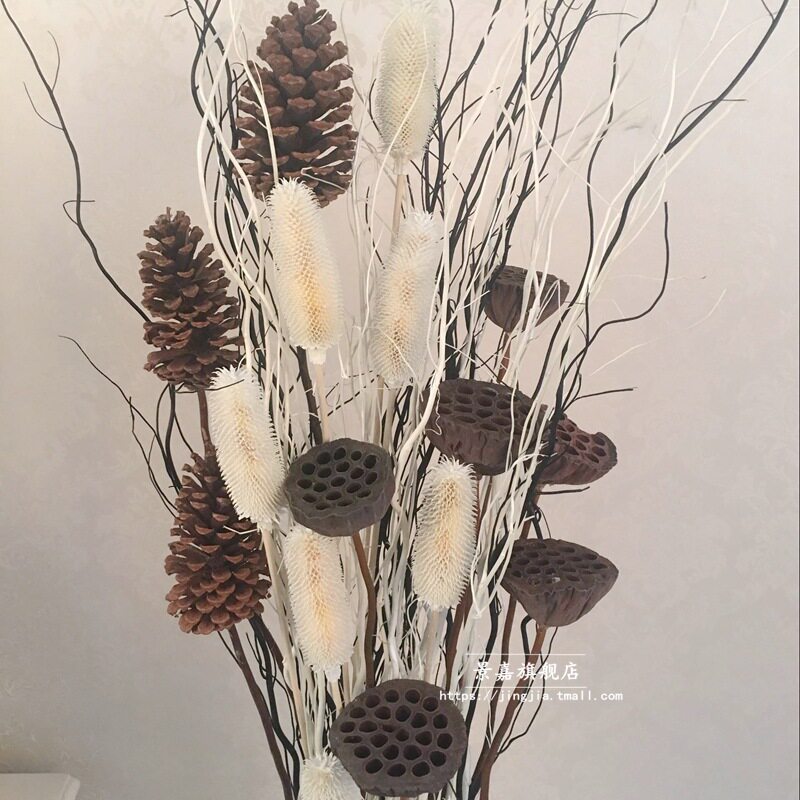 客厅玄关天然龙柳干花落地套装