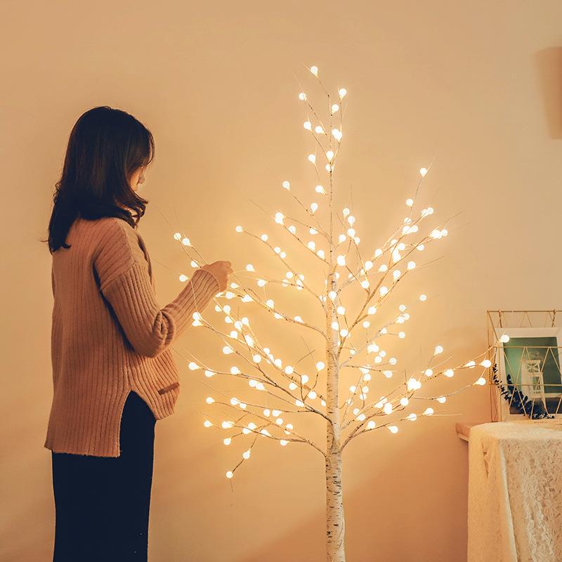 LED发光仿真白桦树灯铜线灯房间直播间背景店铺圣诞节日装饰彩灯