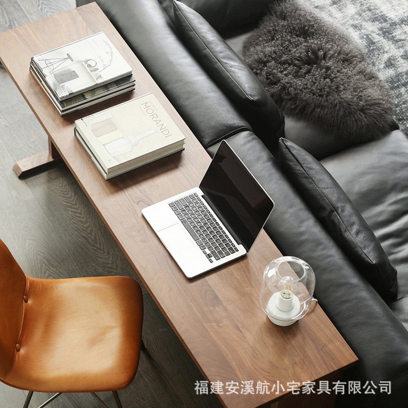 北欧全实木靠墙窄桌电脑桌