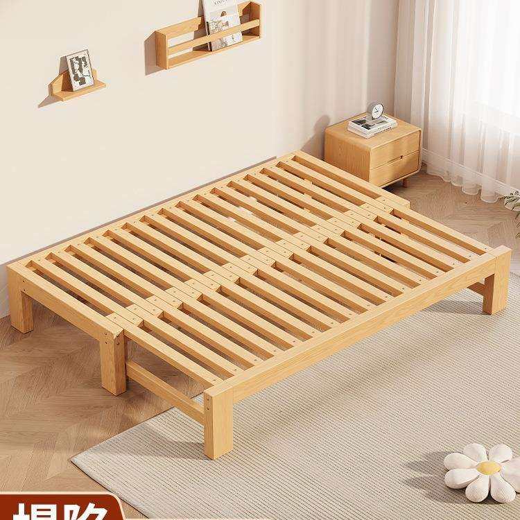 实木沙发床简易伸缩两用客厅小户型家用新款单人榻榻米抽拉折叠g&