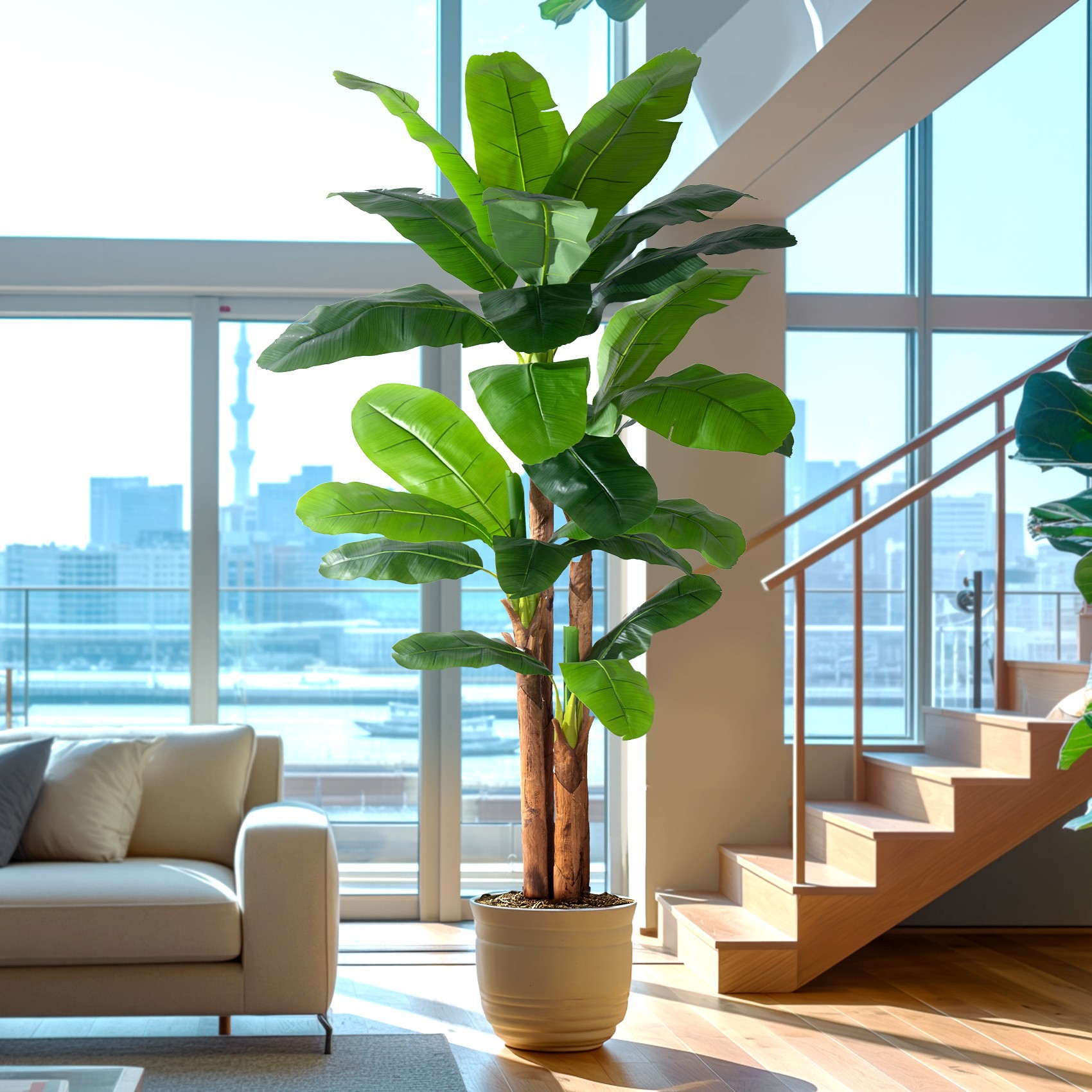 高档仿真绿植芭蕉树大型植物造景观室内商场假树装饰仿生植物摆件