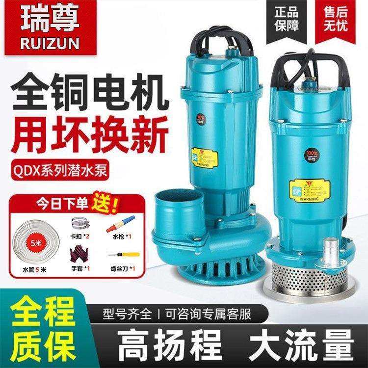 大流量潜水泵220v伏家用抽水泵小型农用农田灌溉水井抽河流高扬程